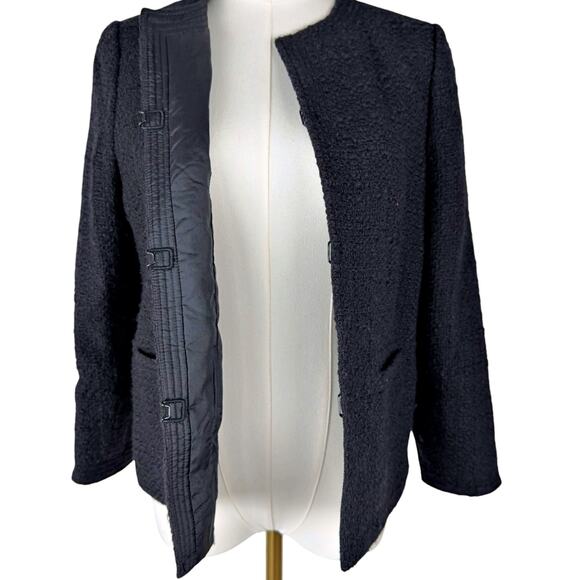 Vince Black Tweed Boucle Wool Blend Blazer Jacket Sz 6 Luxury Career Preppy - Picture 3 of 10